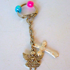 Keyring Angel Cross Blue Pink