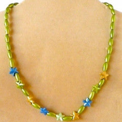 Necklace Bead Stars Green Chain Fasten