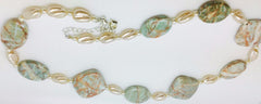 Green Jasper Glass Necklace (W546)