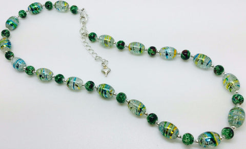 Green Yellow Glass Necklace