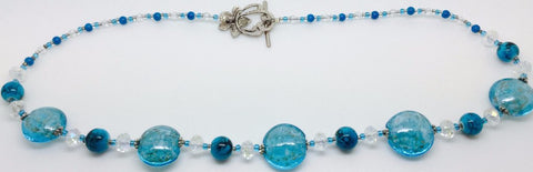 Turquoise Clear Glass Crystal Necklace