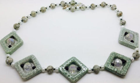 Green Ceramic Crystal Necklace