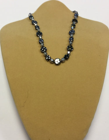 Black Silver Vacuum Plated Glass Necklace