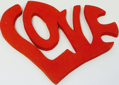 Wood Love Carving Colour Red Heart