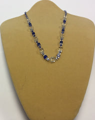 Blue Clear Glass Cube Necklace