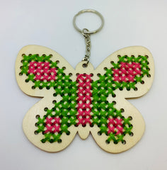 Cross Stitch Butterfly Keyring