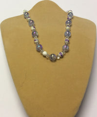 Lilac Ceramic Crystal Acrylic Flower Necklace