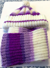 Child's Hat and Scarf Purple White