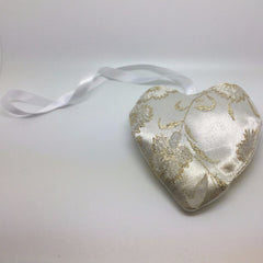 Bag Fabric Lavender Gold Heart Hang White