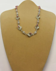 White Glass Pink Ruby Necklace