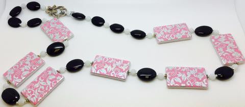 Pink Acrylic Jet Frosted Agate Necklace
