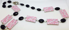 Pink Acrylic Jet Frosted Agate Necklace (A290)
