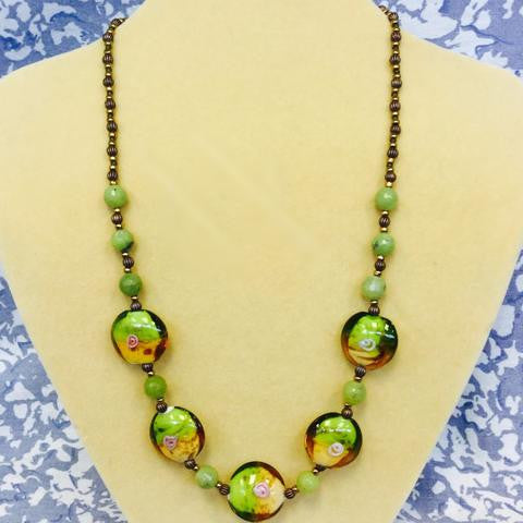 Green Glass Jade Necklace